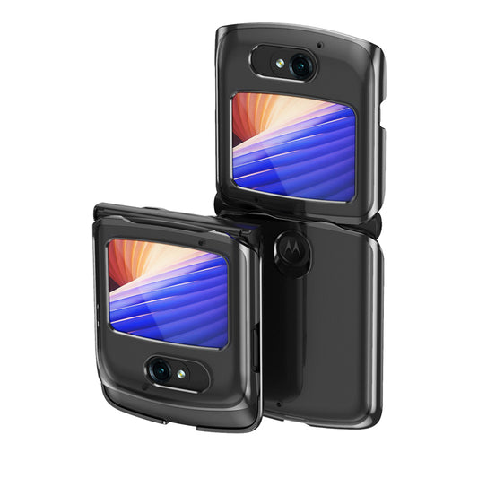 Electroplating Transparent Folding Protective Shell Phone Case for Motorola Razr 5G - Black
