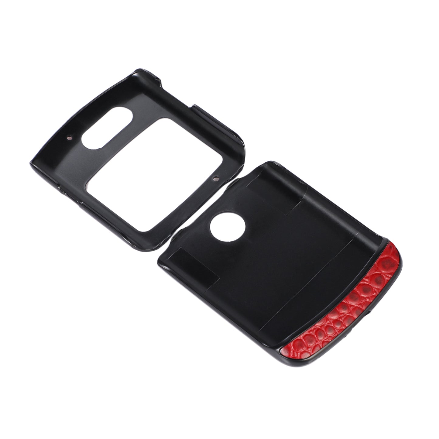 Uniqkart for Motorola Razr 5G Crocodile Texture Genuine Cowhide Leather Coating Phone Case Inner PC + TPU Hybrid Cover - Red