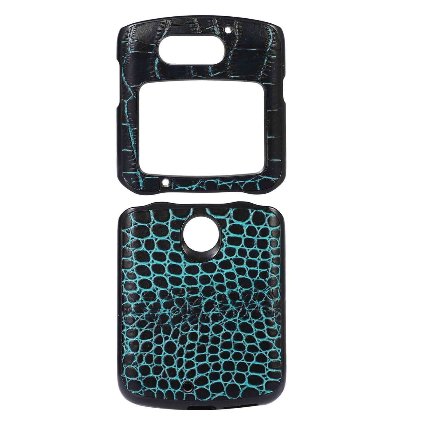 Uniqkart for Motorola Razr 5G Crocodile Texture Genuine Cowhide Leather Coating Phone Case Inner PC + TPU Hybrid Cover - Green