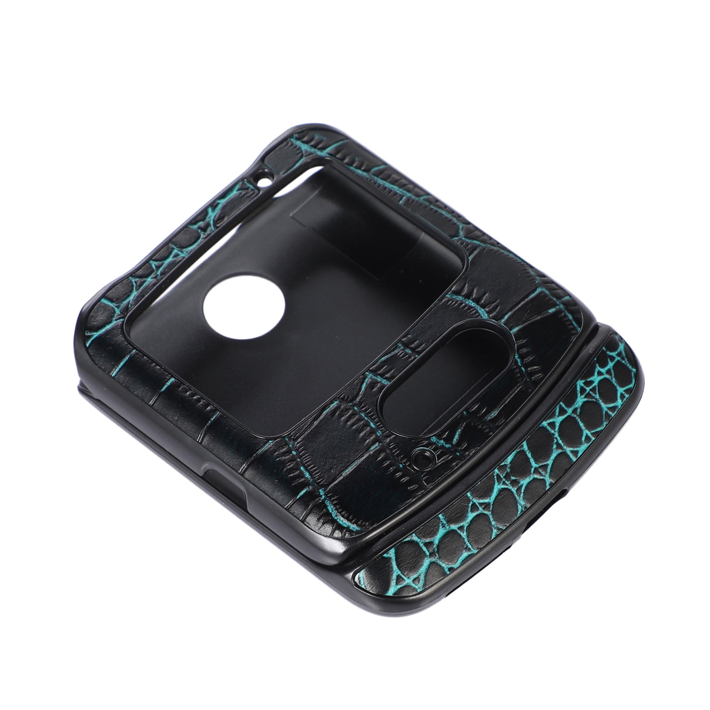 Uniqkart for Motorola Razr 5G Crocodile Texture Genuine Cowhide Leather Coating Phone Case Inner PC + TPU Hybrid Cover - Green
