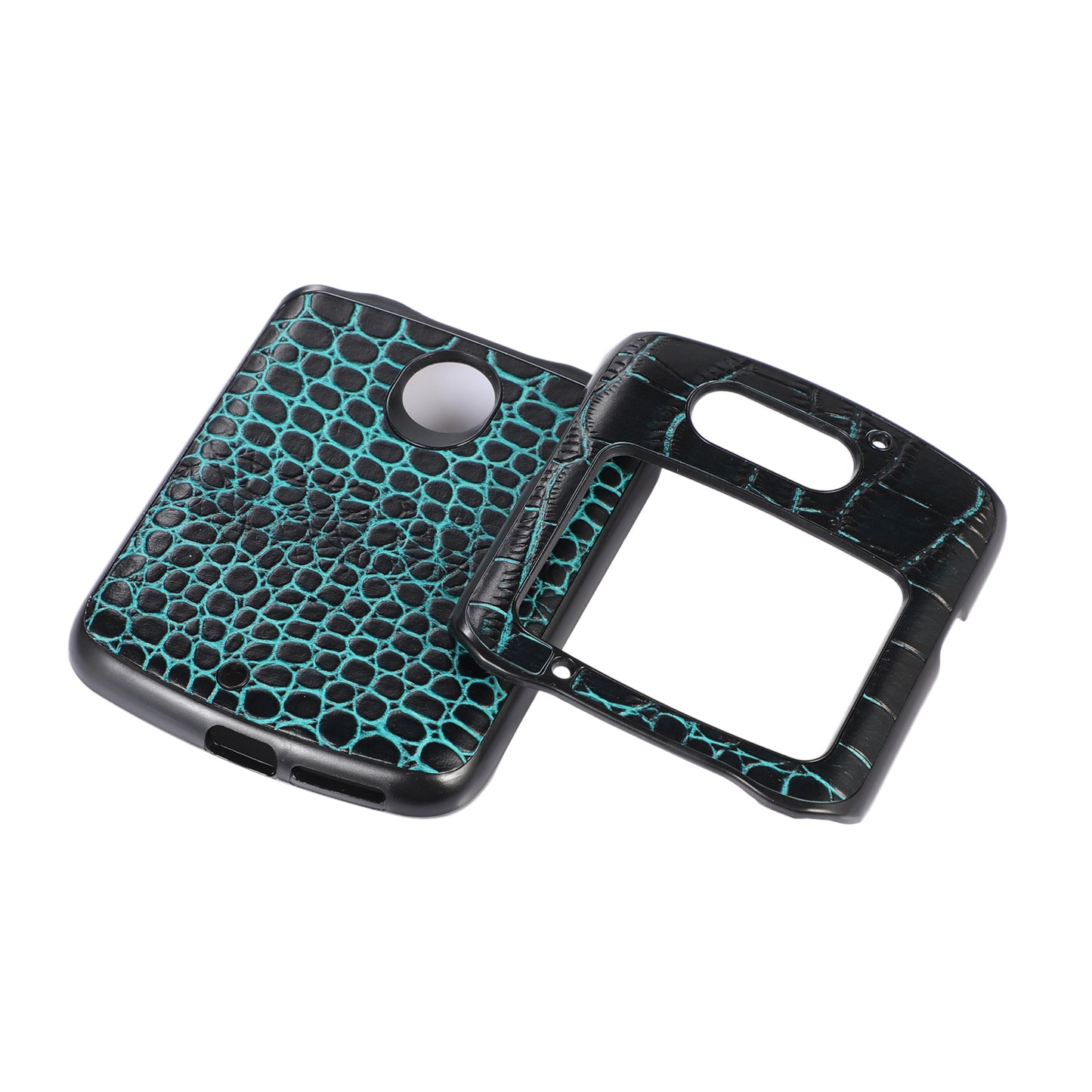 Uniqkart for Motorola Razr 5G Crocodile Texture Genuine Cowhide Leather Coating Phone Case Inner PC + TPU Hybrid Cover - Green
