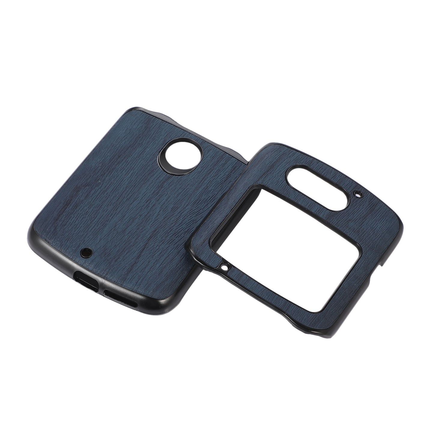 Uniqkart for Motorola Razr 5G Wood Texture Folding Case Shockproof Anti-fall PU Leather Coated PC + TPU Protctive Shell - Blue
