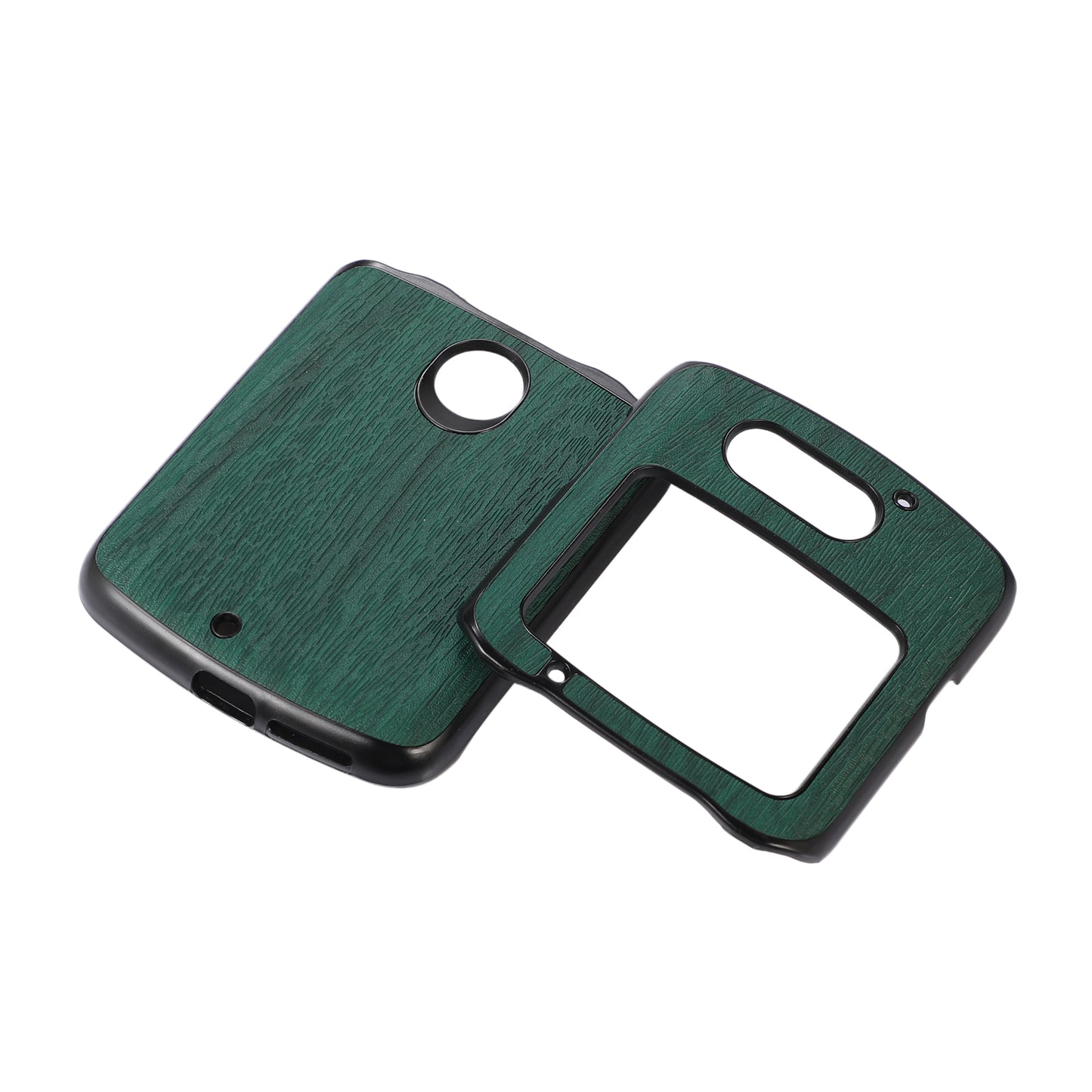 Uniqkart for Motorola Razr 5G Wood Texture Folding Case Shockproof Anti-fall PU Leather Coated PC + TPU Protctive Shell - Green