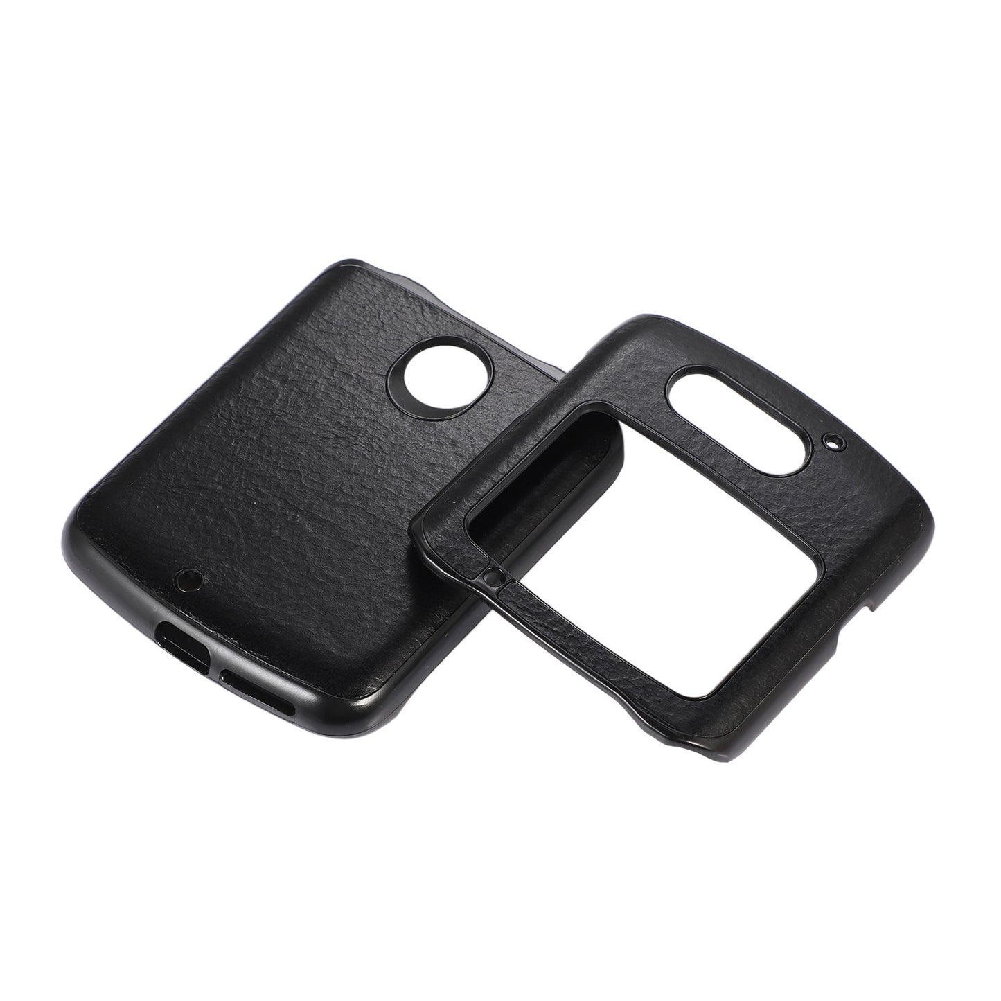 Uniqkart for Motorola Razr 5G 2 Piece Design Phone Case Crazy Horse Texture Genuine Cowhide Leather Coated PC + TPU Cover - Black