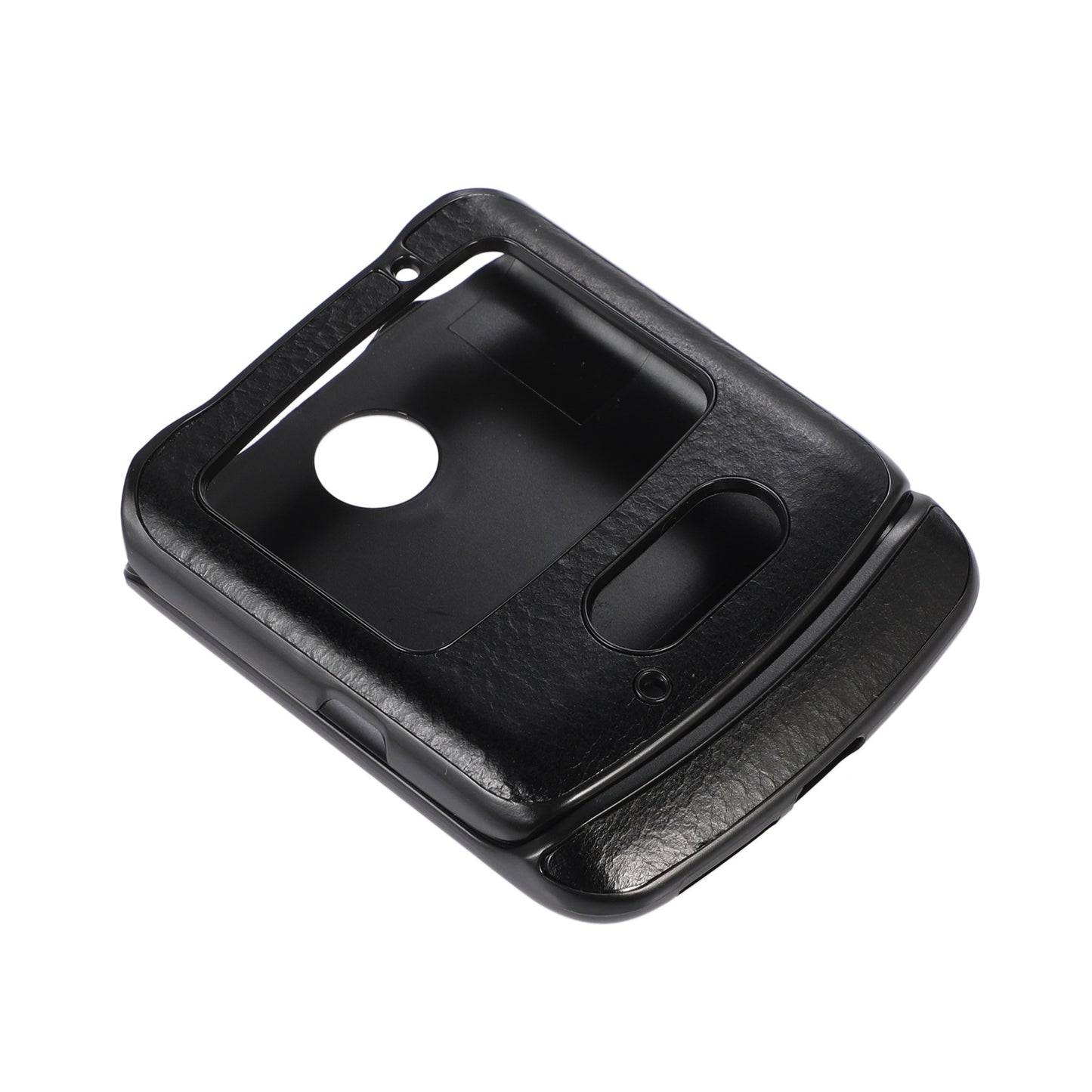 Uniqkart for Motorola Razr 5G 2 Piece Design Phone Case Crazy Horse Texture Genuine Cowhide Leather Coated PC + TPU Cover - Black