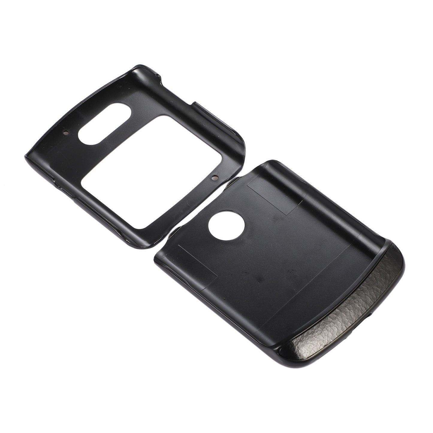 Uniqkart for Motorola Razr 5G 2 Piece Design Phone Case Crazy Horse Texture Genuine Cowhide Leather Coated PC + TPU Cover - Black