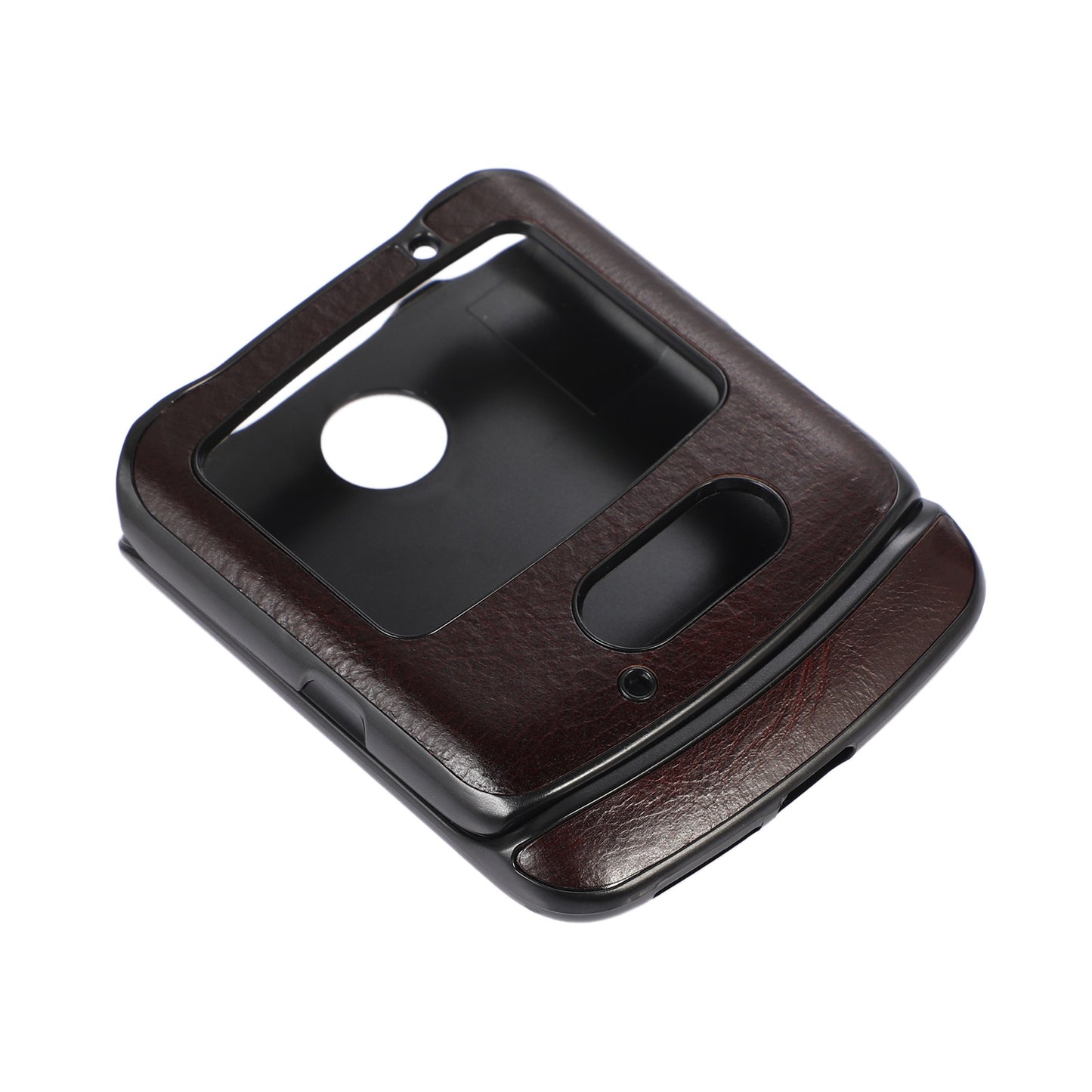 Uniqkart for Motorola Razr 5G 2 Piece Design Phone Case Crazy Horse Texture Genuine Cowhide Leather Coated PC + TPU Cover - Coffee