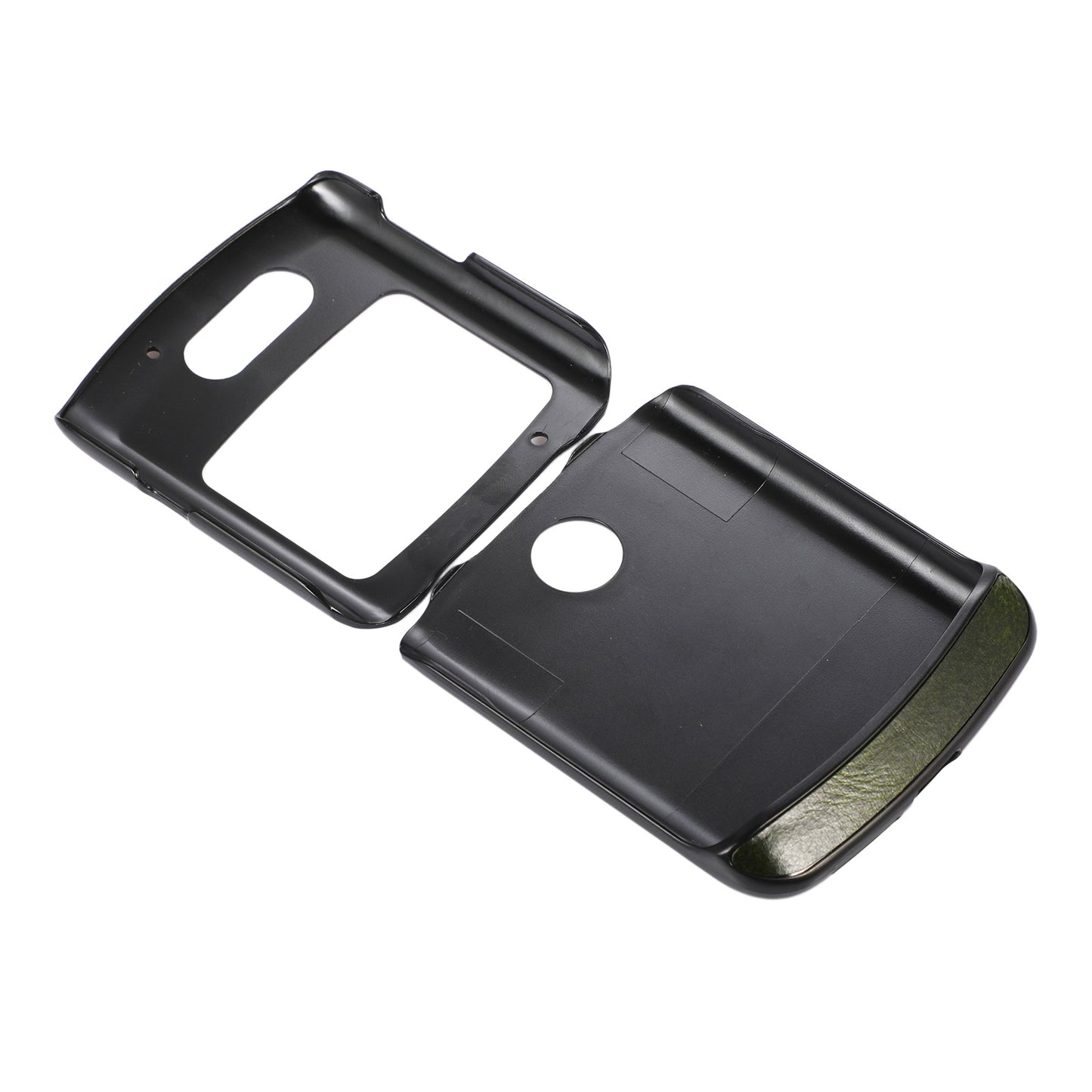 Uniqkart for Motorola Razr 5G 2 Piece Design Phone Case Crazy Horse Texture Genuine Cowhide Leather Coated PC + TPU Cover - Green