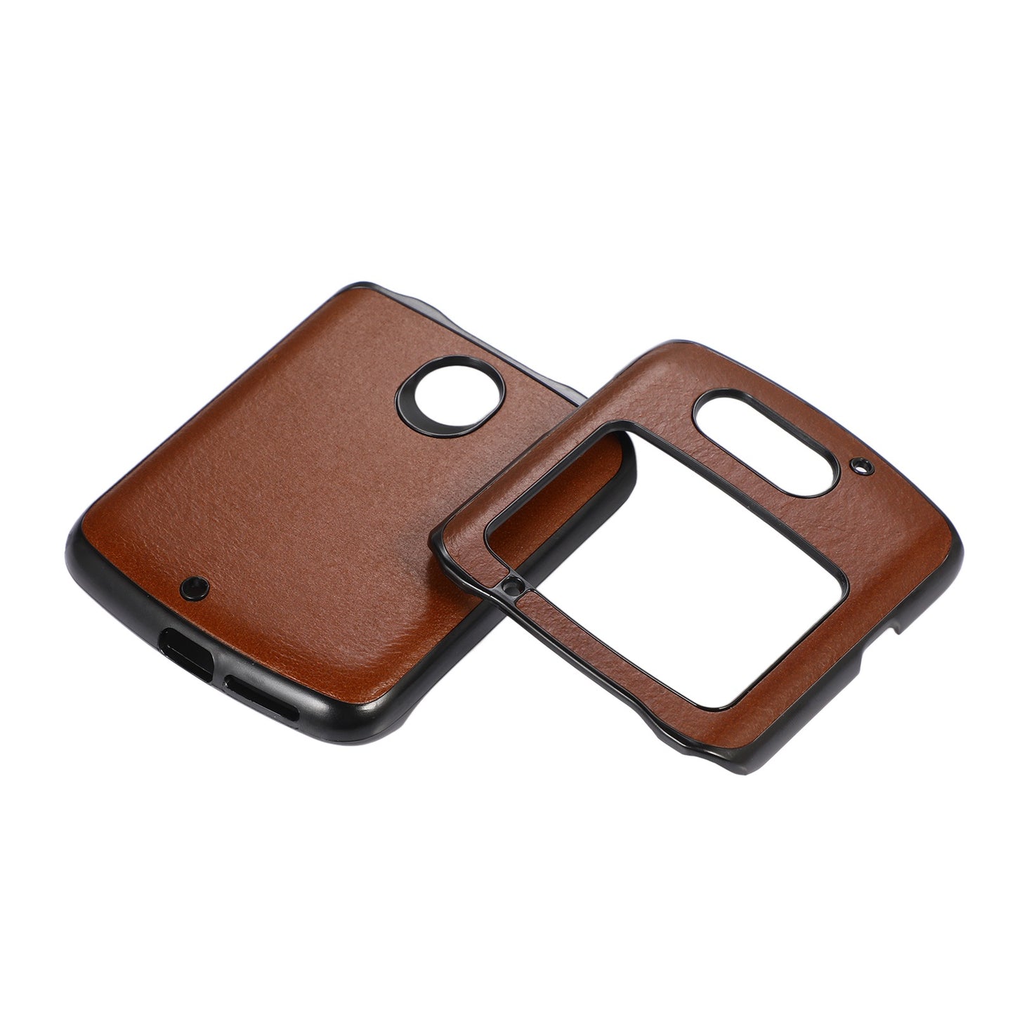 Uniqkart for Motorola Razr 5G 2 Piece Design Phone Case Crazy Horse Texture Genuine Cowhide Leather Coated PC + TPU Cover - Brown