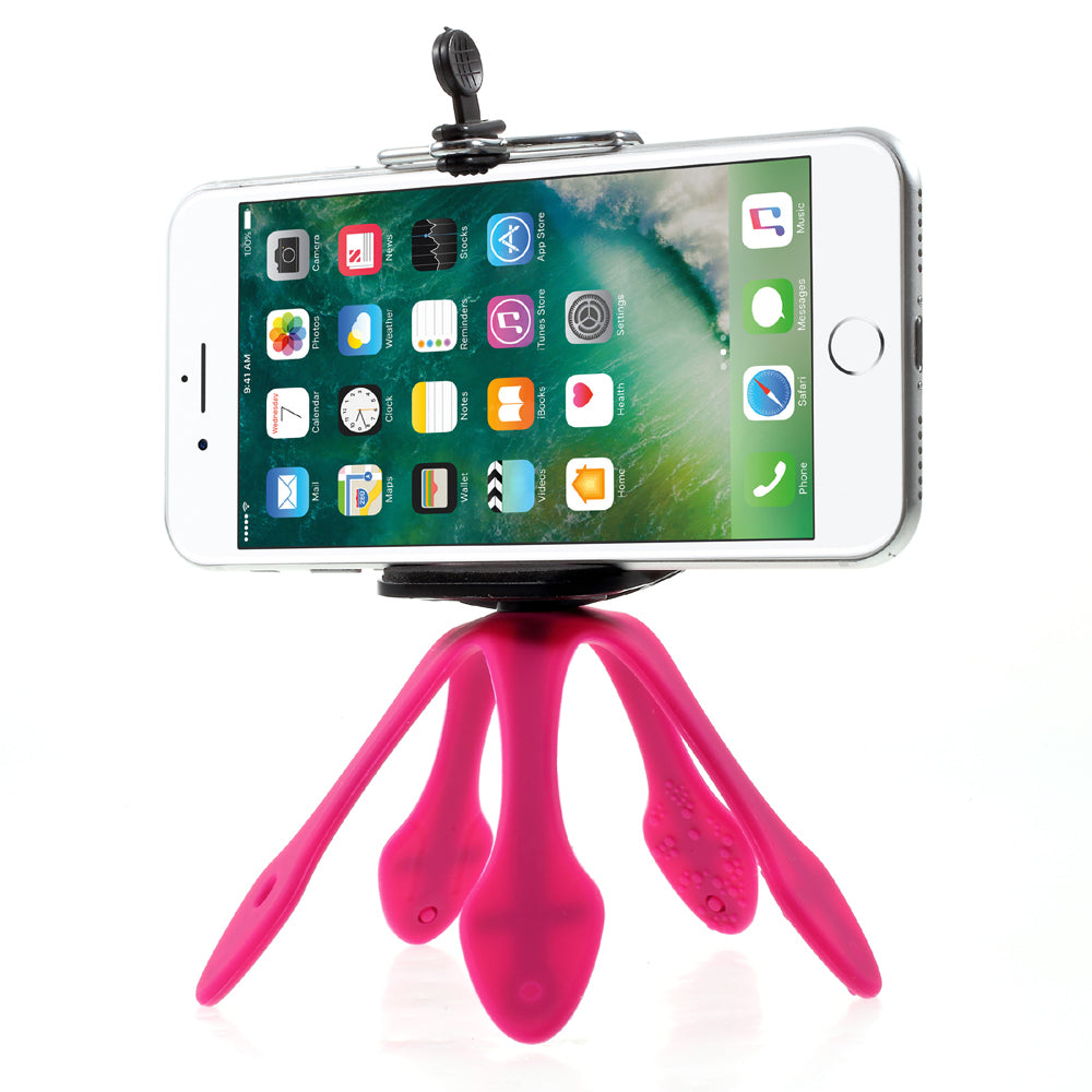 Octopus Shape Flexible Smartphone GroPro Mount for iPhone Samsung GoPro, Clamp Width: 5-8.5cm - Rose