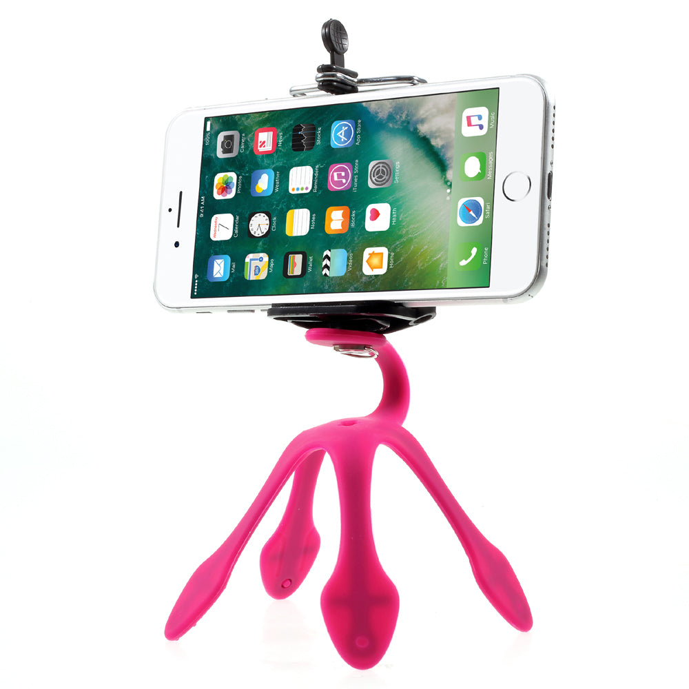 Octopus Shape Flexible Smartphone GroPro Mount for iPhone Samsung GoPro, Clamp Width: 5-8.5cm - Rose