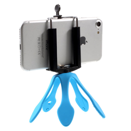 Octopus Shape Adaptable Phone GroPro Stand Holder for iPhone Samsung GoPro, Clamp Width: 5-8.5cm - Blue