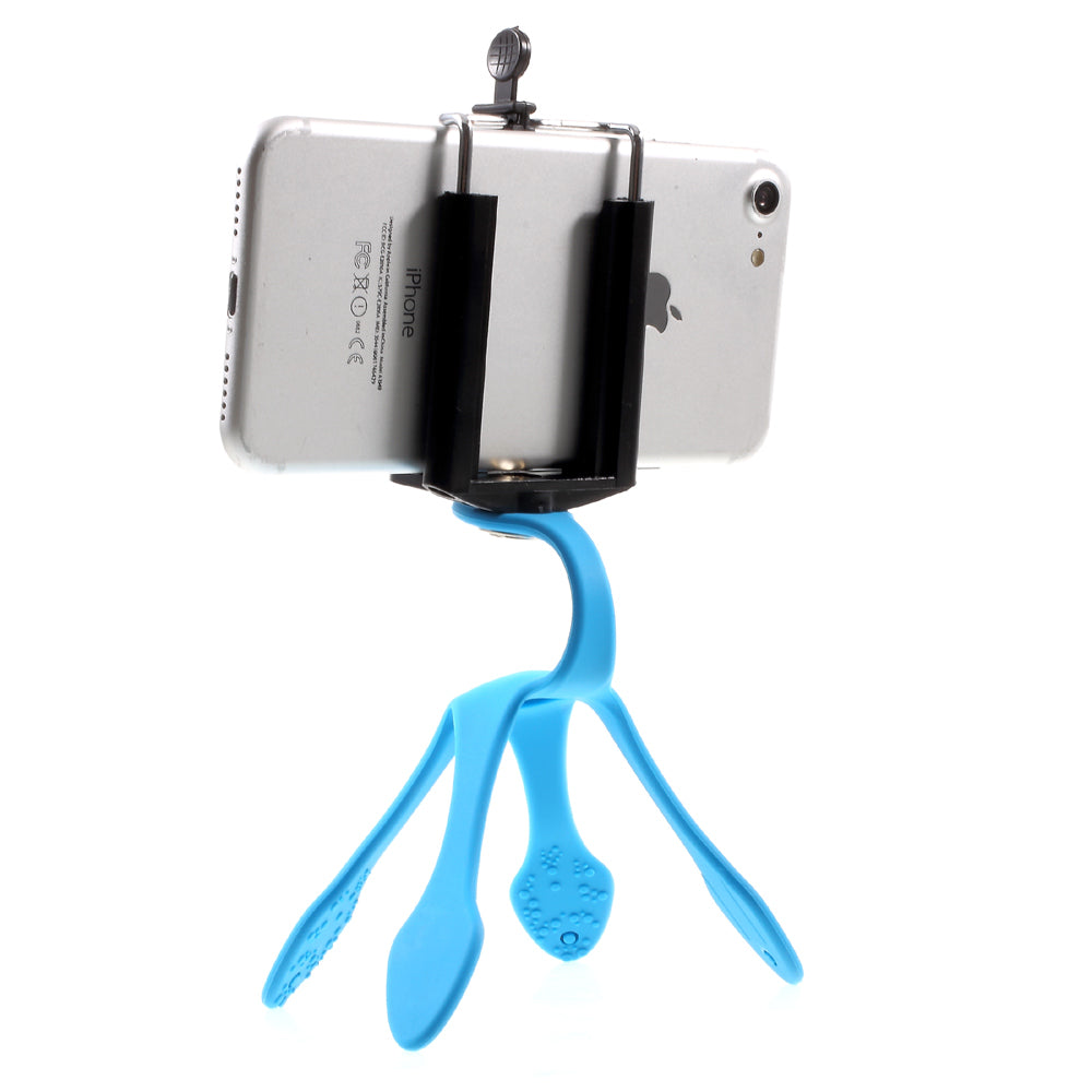 Octopus Shape Adaptable Phone GroPro Stand Holder for iPhone Samsung GoPro, Clamp Width: 5-8.5cm - Blue