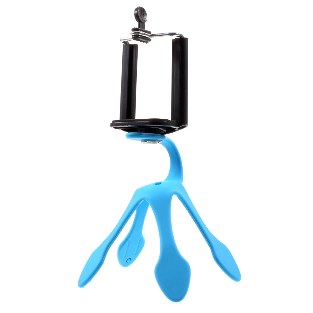 Octopus Shape Adaptable Phone GroPro Stand Holder for iPhone Samsung GoPro, Clamp Width: 5-8.5cm - Blue