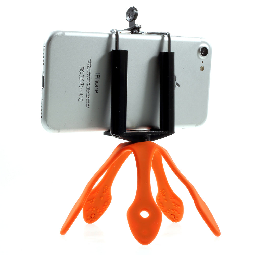 Octopus Shape Mini Flexible Holder Mount for iPhone Samsung GoPro, Clamp Width: 5-8.5cm - Orange