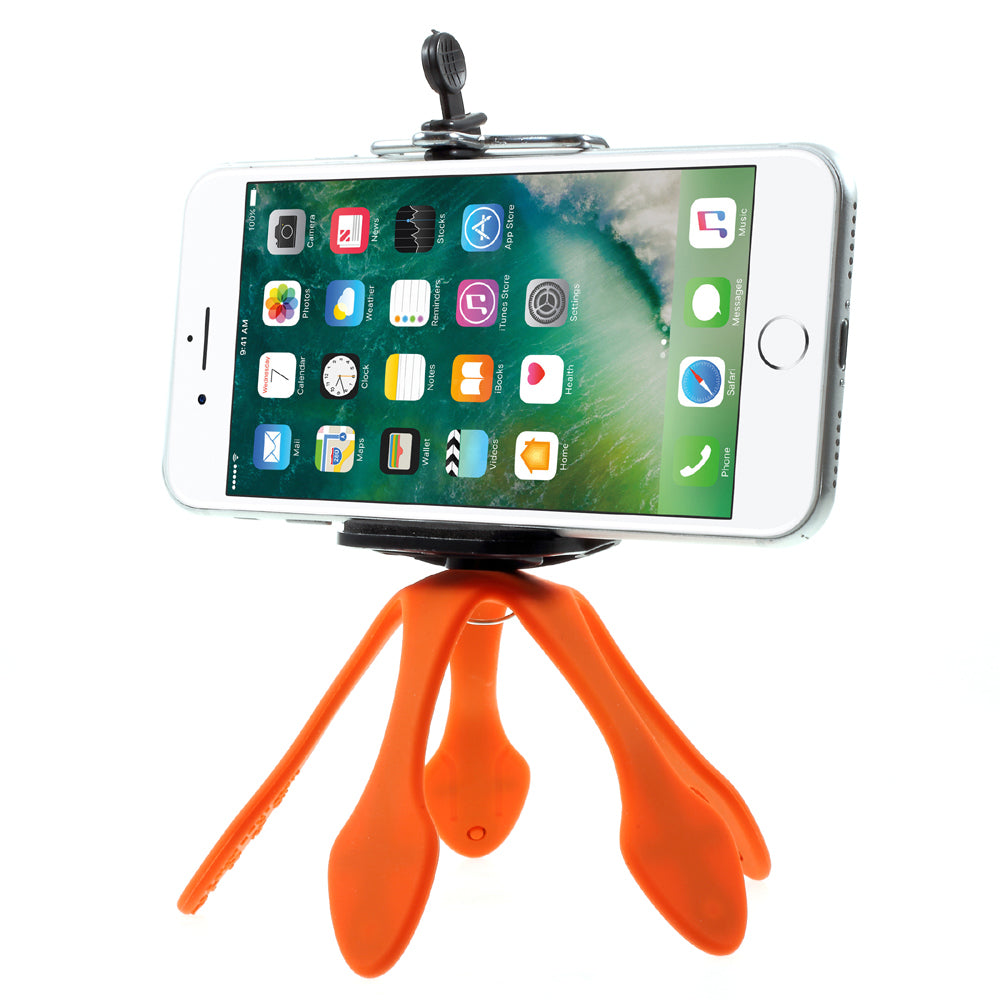 Octopus Shape Mini Flexible Holder Mount for iPhone Samsung GoPro, Clamp Width: 5-8.5cm - Orange