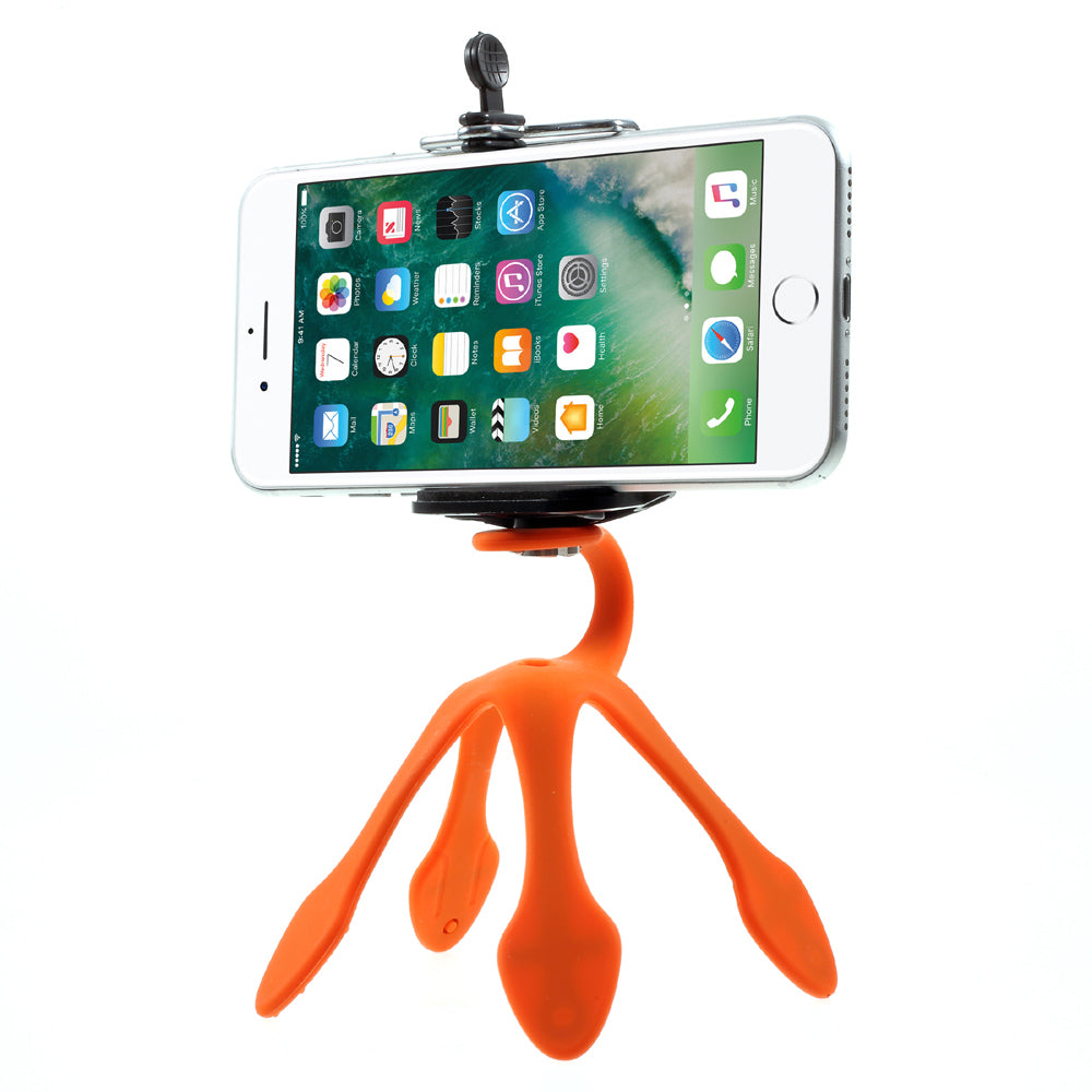 Octopus Shape Mini Flexible Holder Mount for iPhone Samsung GoPro, Clamp Width: 5-8.5cm - Orange