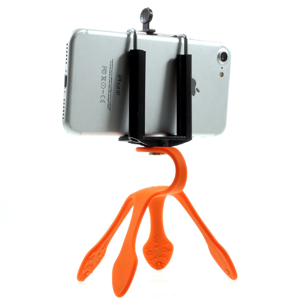 Octopus Shape Mini Flexible Holder Mount for iPhone Samsung GoPro, Clamp Width: 5-8.5cm - Orange