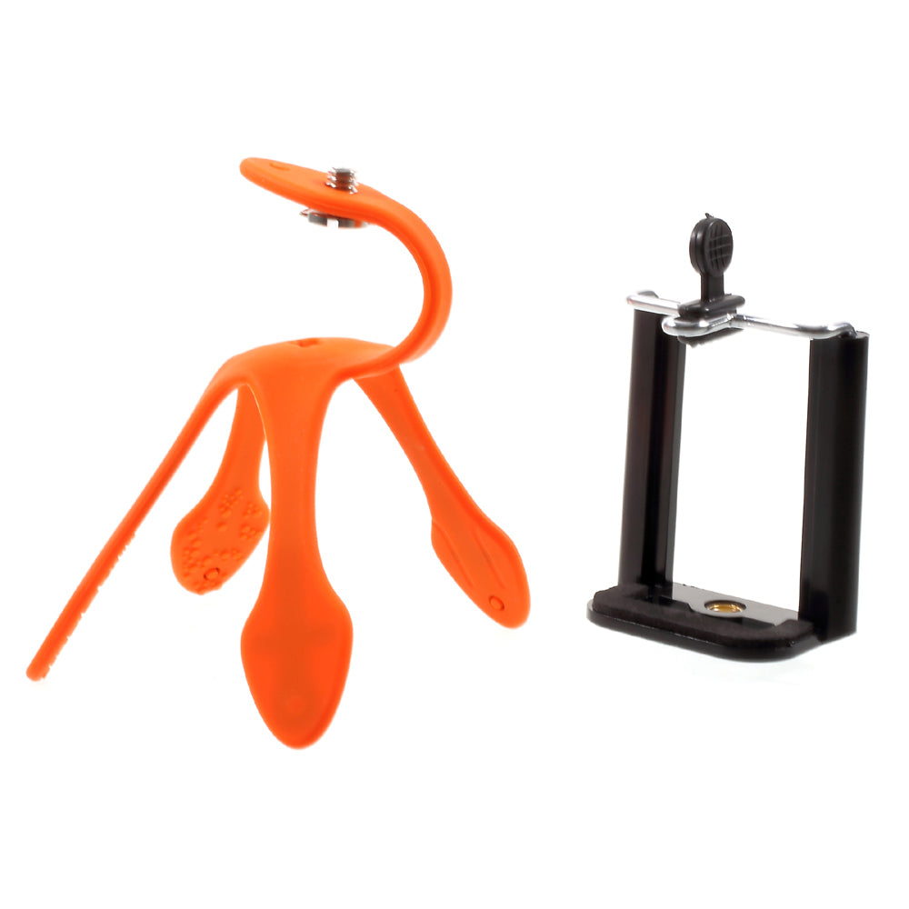 Octopus Shape Mini Flexible Holder Mount for iPhone Samsung GoPro, Clamp Width: 5-8.5cm - Orange