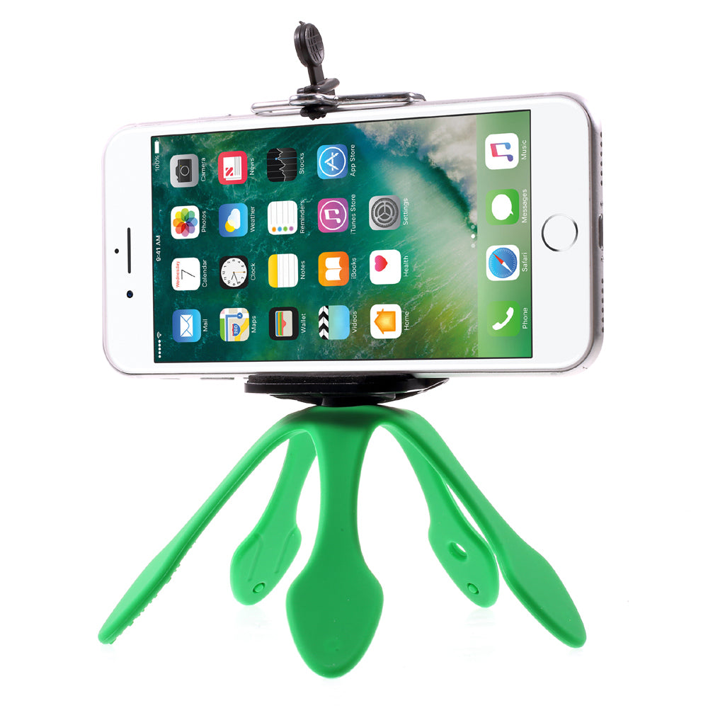 Octopus Shape Changeable Smartphone GroPro Holder for iPhone Samsung GoPro, Clamp Width: 5-8.5cm - Green