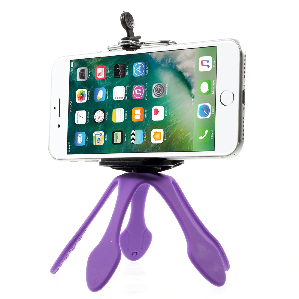 Octopus Shape Portable Mount Flexible Bracket for iPhone Samsung GoPro, Clamp Width: 5-8.5cm - Purple