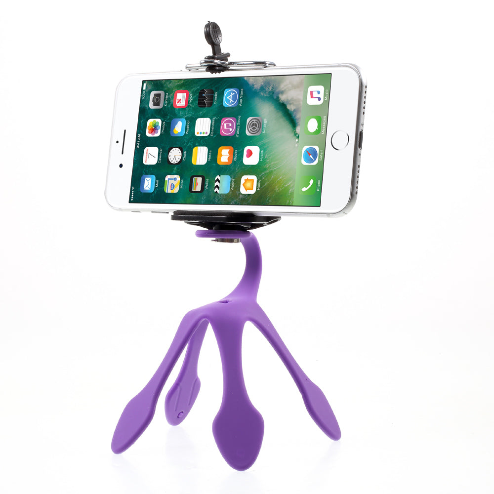 Octopus Shape Portable Mount Flexible Bracket for iPhone Samsung GoPro, Clamp Width: 5-8.5cm - Purple