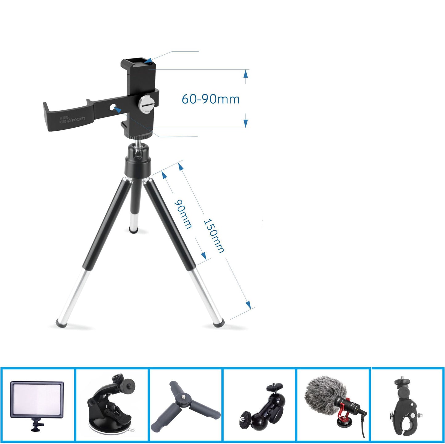Aluminum Extened Tripod Rod for DJI Osmo Pocket Handheld Phone Holder