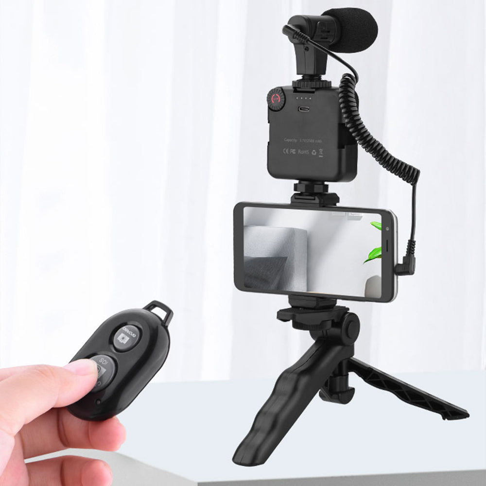 5 in 1 Desktop Tripod Adjustable Fill Light Microphone Phone Holder with Remote Shutter Controller Vlog Shooting Kit