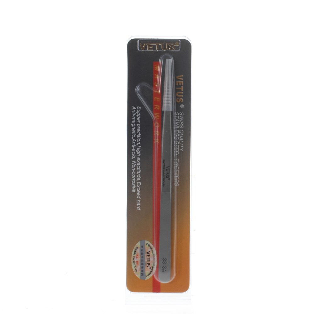 SS-SA Tough Stainless Steel Flat Tipped Straight Tweezer Professional Tool