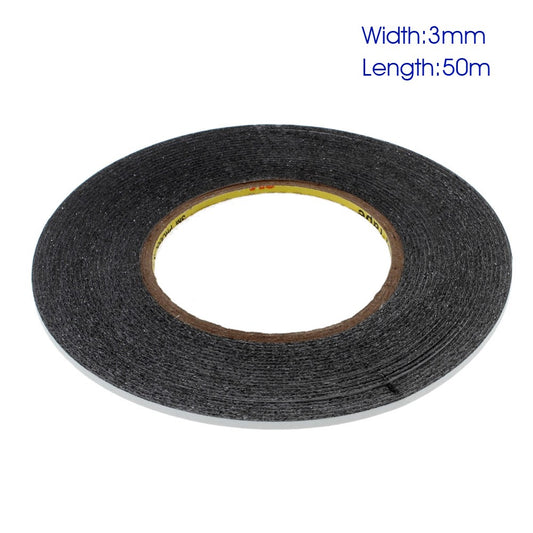 Black 50m x 3mm Double Side Adhesive Attachment Tape