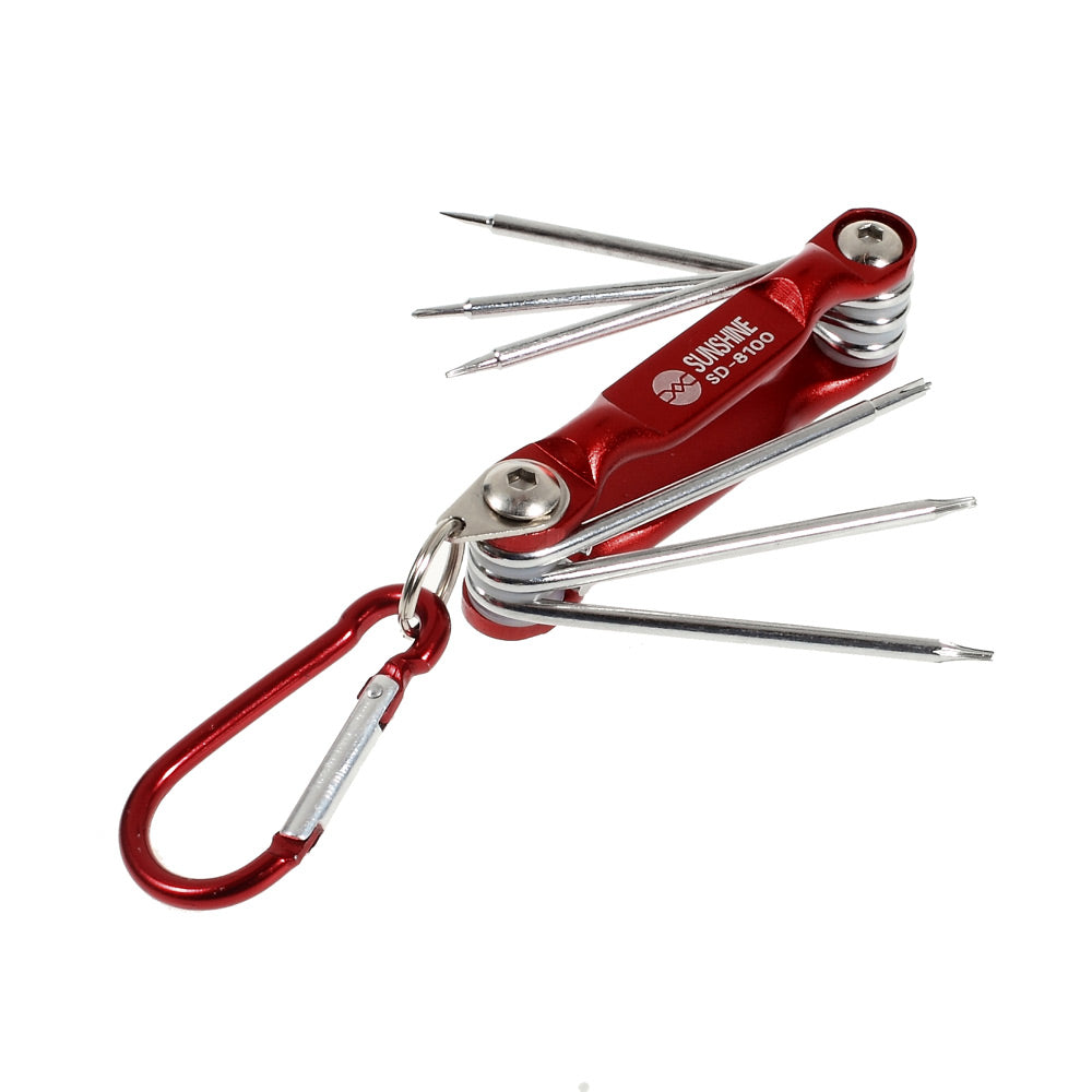 Uniqkart Foldable 6 in 1 Magnetic Precision Screwdriver Tools Set for iPhone 6 5s 5 Samsung HTC Etc SD-8100