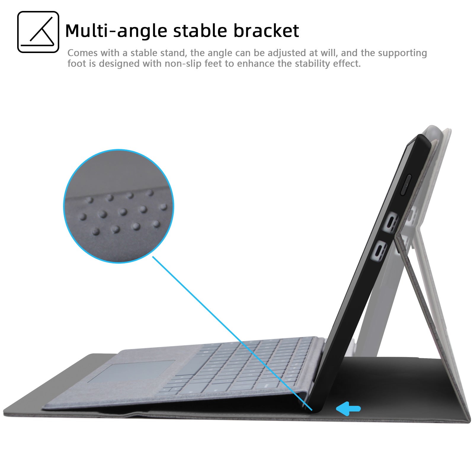 Cloth Texture TPU + Microfiber Leather Folio Flip Laptop Notebook Protective Case with Stand for Microsoft Surface Pro X