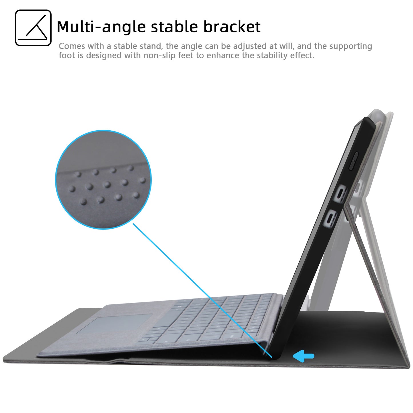Cloth Texture TPU + Microfiber Leather Folio Flip Laptop Notebook Protective Case with Stand for Microsoft Surface Pro X