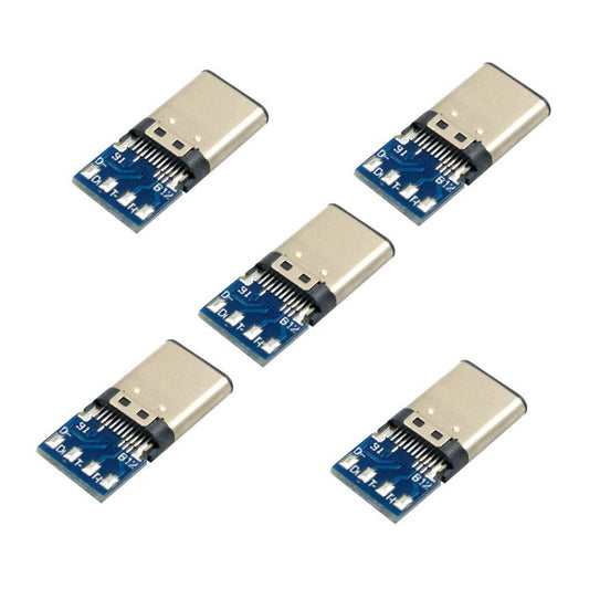 5pcs USB 3.1 Type C Male Connector SMT Type Attached with PC Board