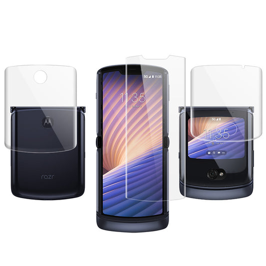 Uniqkart Hydrogel Film III for Motorola Razr 5G Phone Screen+ Inside Screen+ Back TPU Protective Film