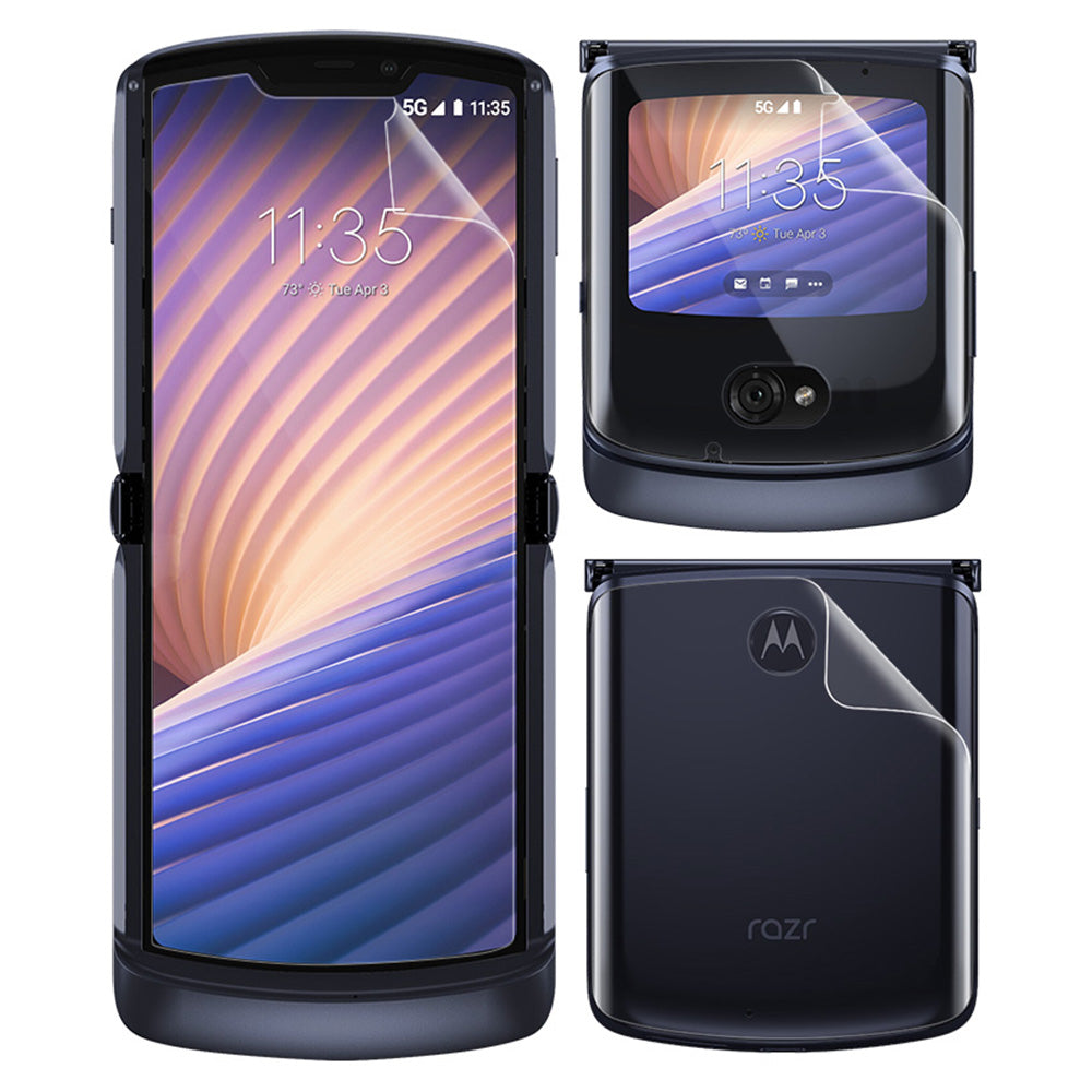 Uniqkart Hydrogel Film III for Motorola Razr 5G Phone Screen+ Inside Screen+ Back TPU Protective Film