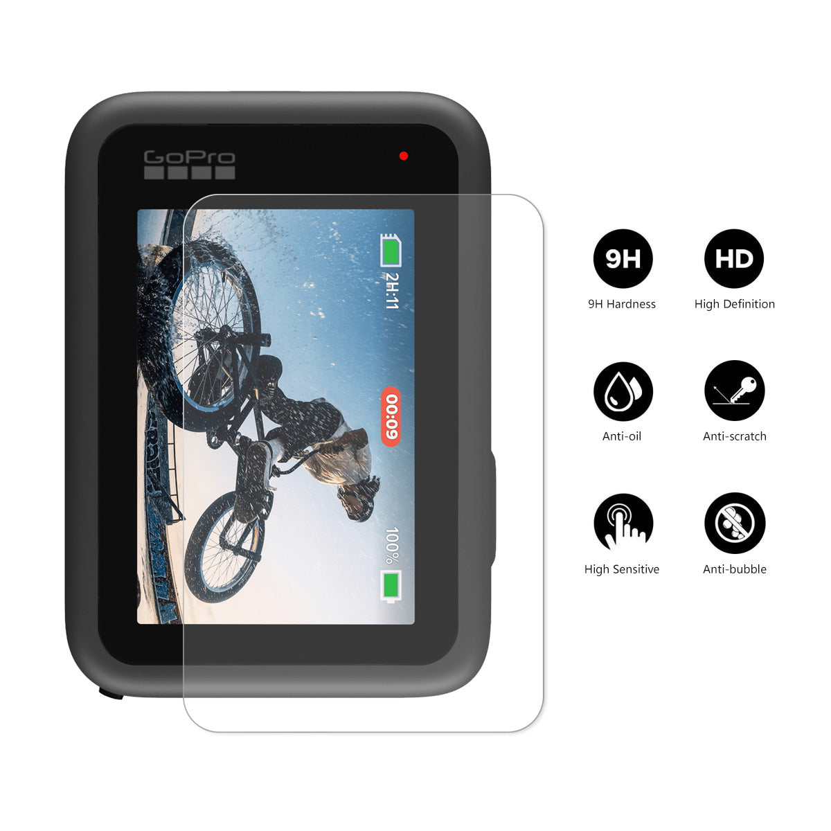 2Pcs/Set Anti-Scratch HD Tempered Glass Screen Protector + Tempered Glass Lens Protector + Tempered Glass Front LCD Display Film for GoPro Hero 10