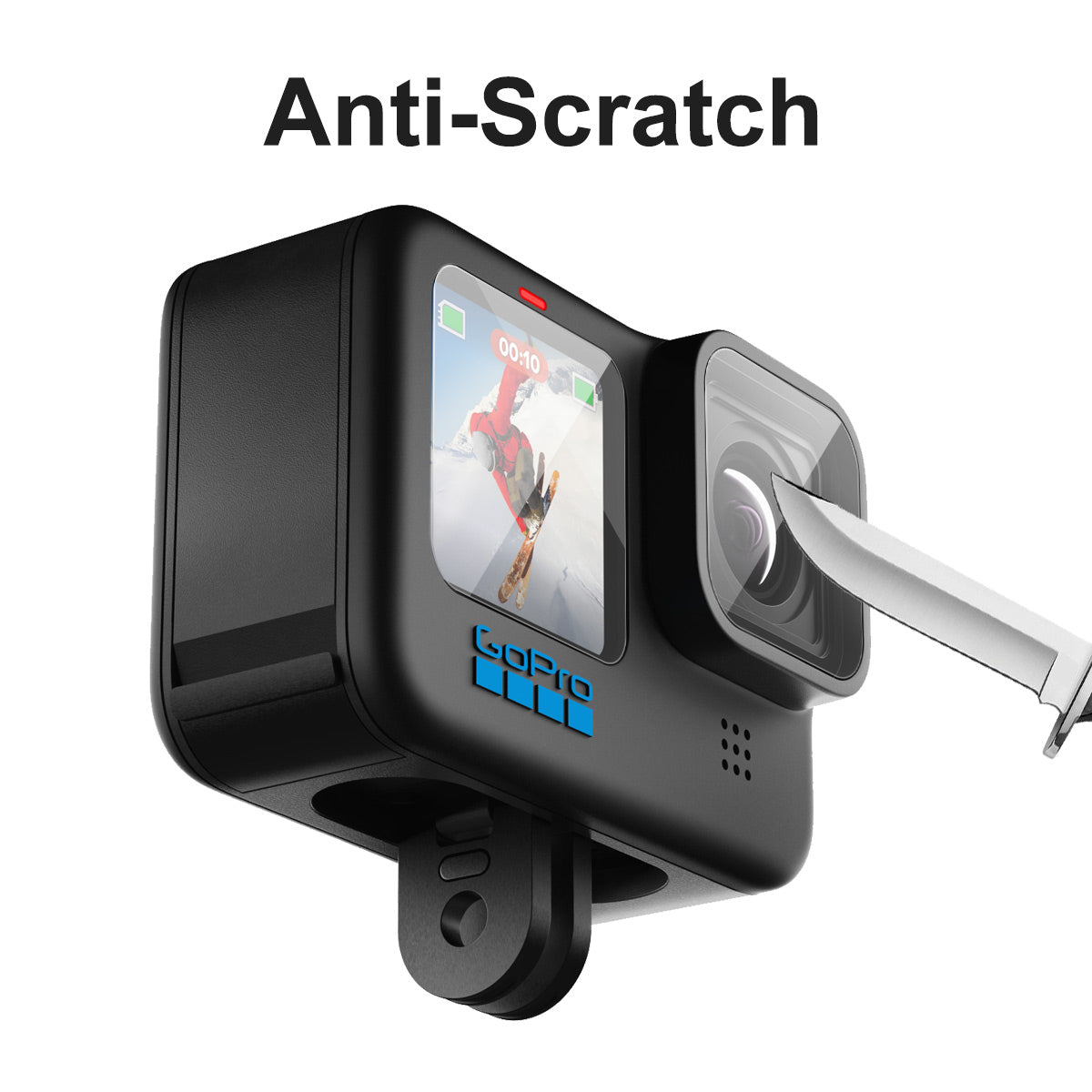 2Pcs/Set Anti-Scratch HD Tempered Glass Screen Protector + Tempered Glass Lens Protector + Tempered Glass Front LCD Display Film for GoPro Hero 10