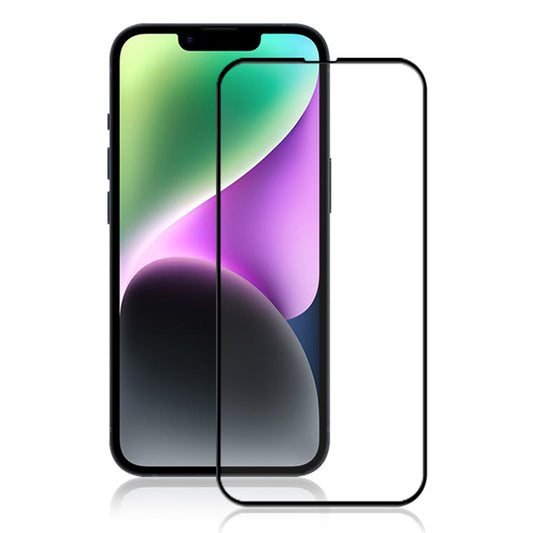Uniqkart For iPhone 15 Plus Silk Printing Full Screen Protector Tempered Glass Secondary Hardening Film - Black