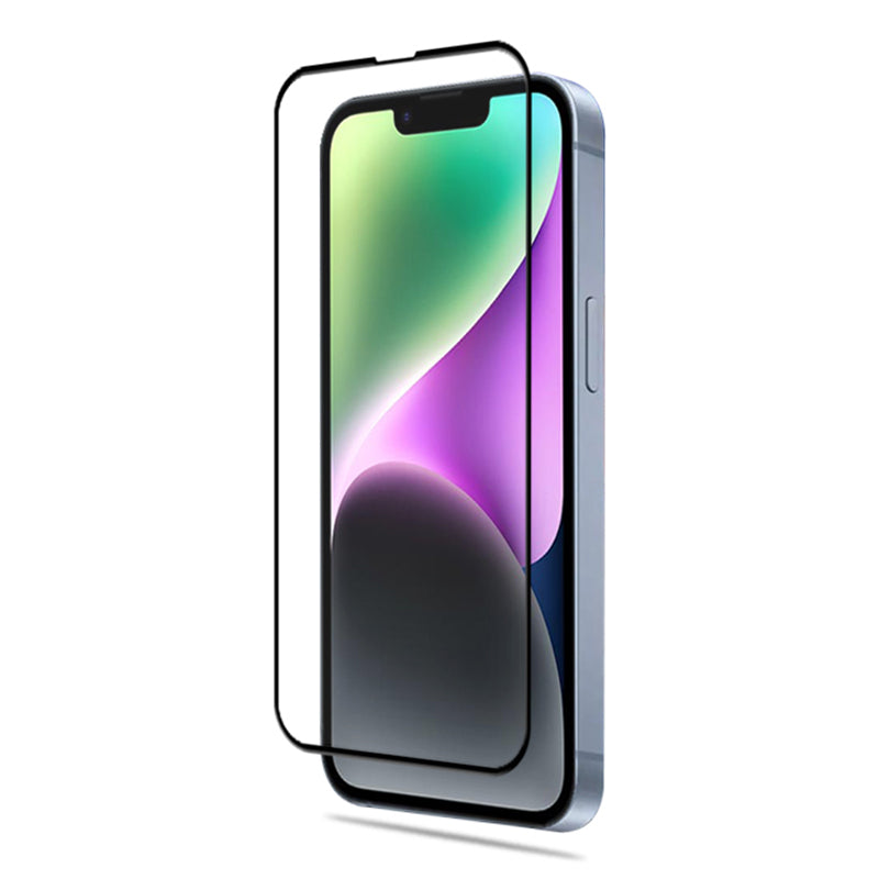 Uniqkart For iPhone 15 Plus Silk Printing Full Screen Protector Tempered Glass Secondary Hardening Film - Black