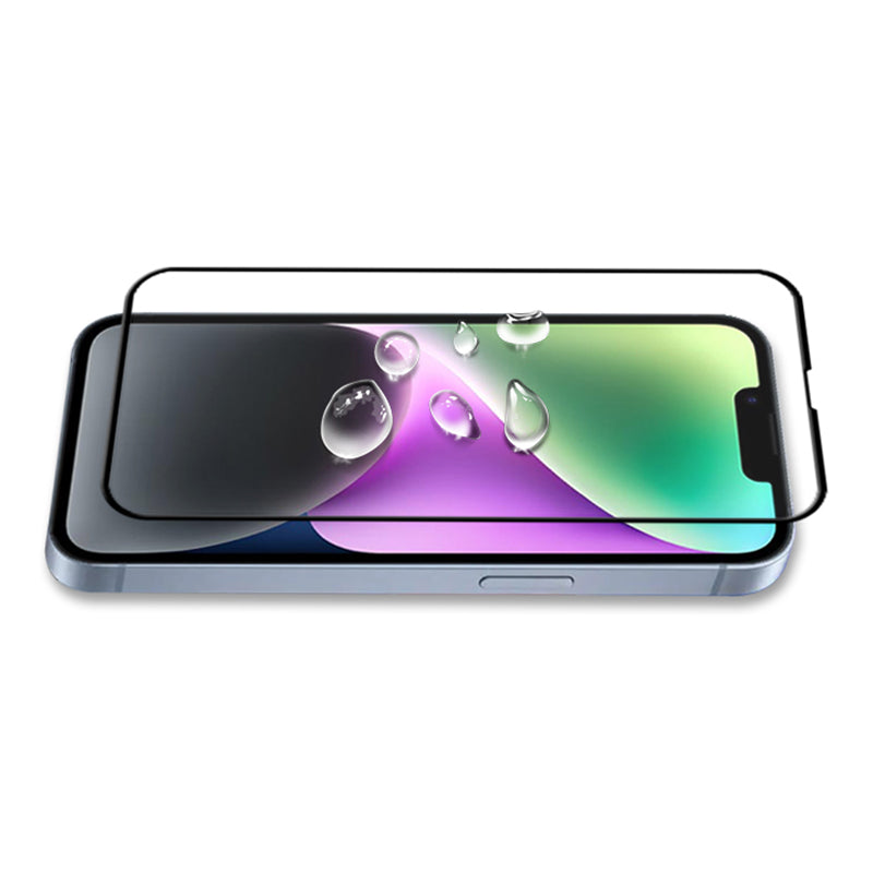 Uniqkart For iPhone 15 Plus Silk Printing Full Screen Protector Tempered Glass Secondary Hardening Film - Black
