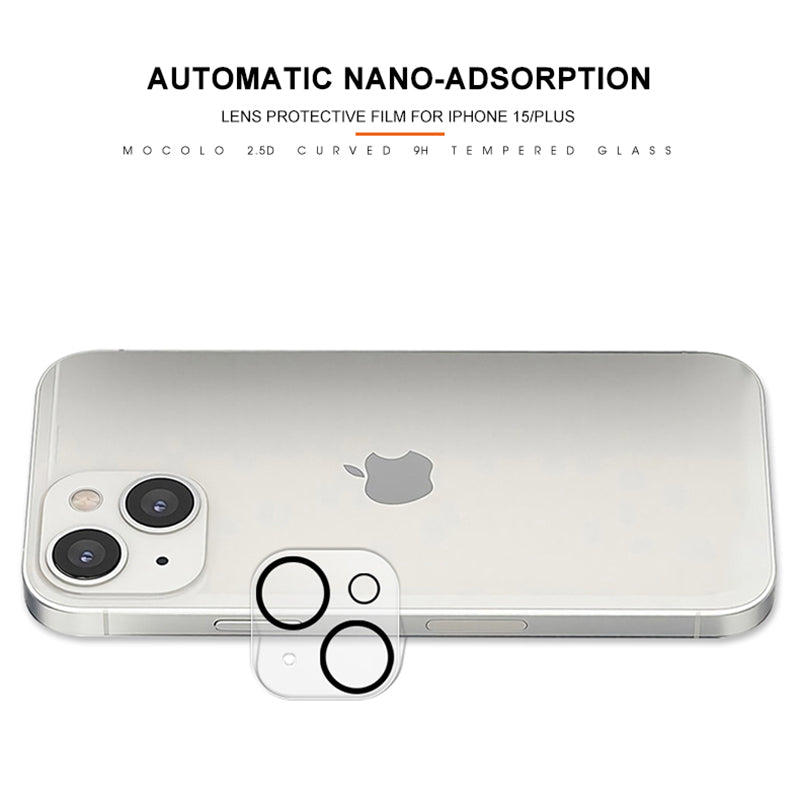 MOCOLO Camera Lens Protector for iPhone 15 , Silk Printing HD Tempered Glass Lens Film with Night Circle