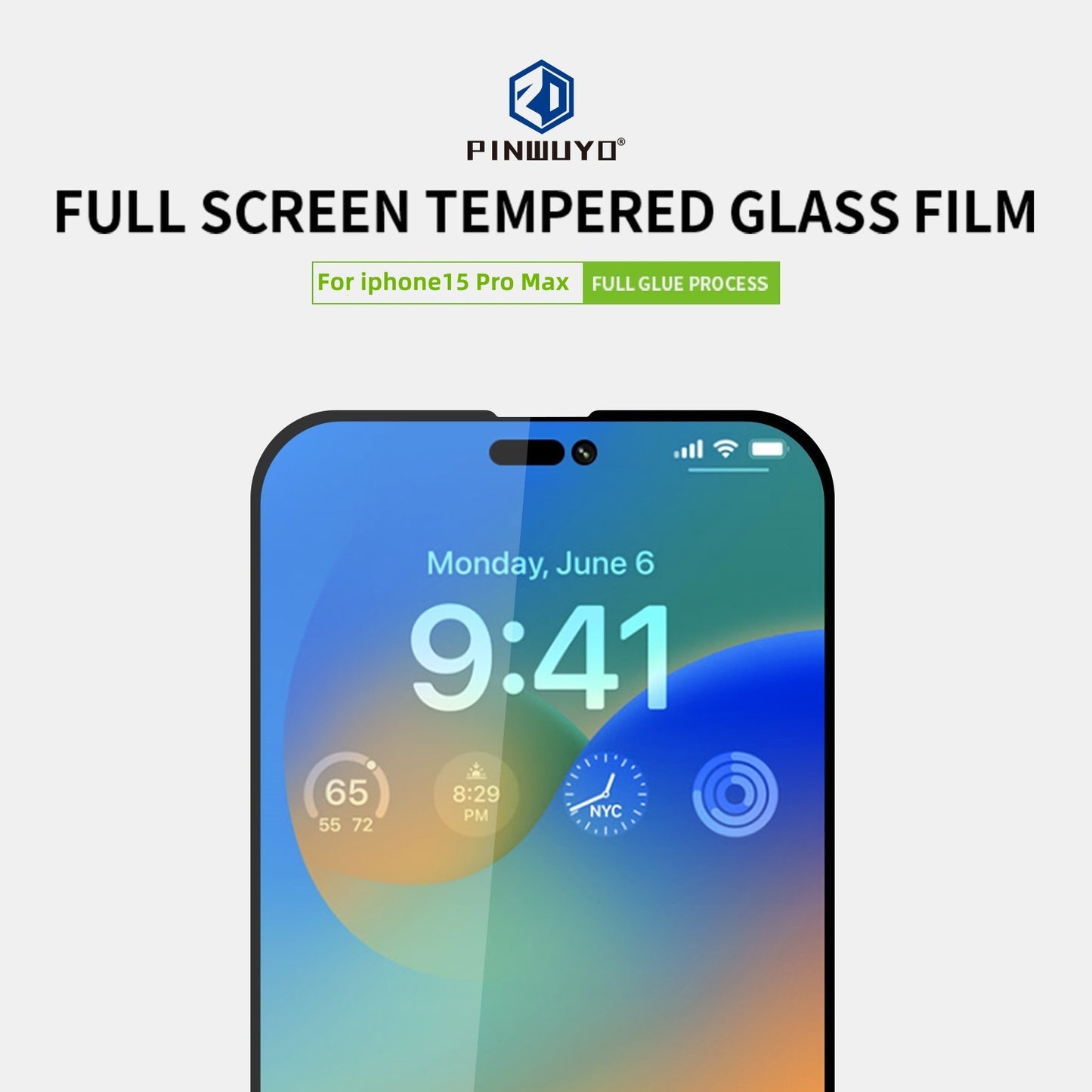Uniqkart For iPhone 15 Pro Max JK Tempered Glass Film Series-2 Full Screen Protector High Aluminum-silicon Glass Film
