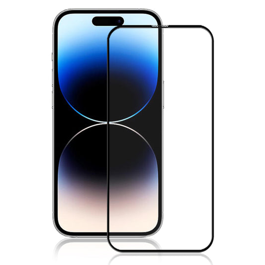 Uniqkart For iPhone 15 Pro Black Edge Full Glue Film Shatter-proof 3D Curved Tempered Glass Screen Protector