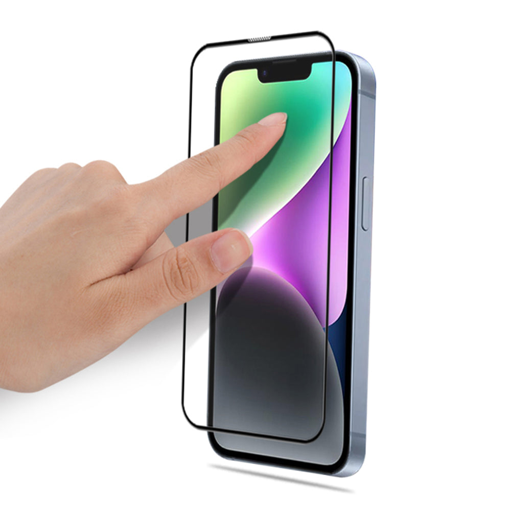 Uniqkart For iPhone 15 Black Edge Full Glue Film 3D Curved Tempered Glass High Transparency Screen Protector