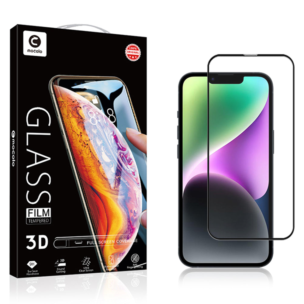 Uniqkart For iPhone 15 Black Edge Full Glue Film 3D Curved Tempered Glass High Transparency Screen Protector