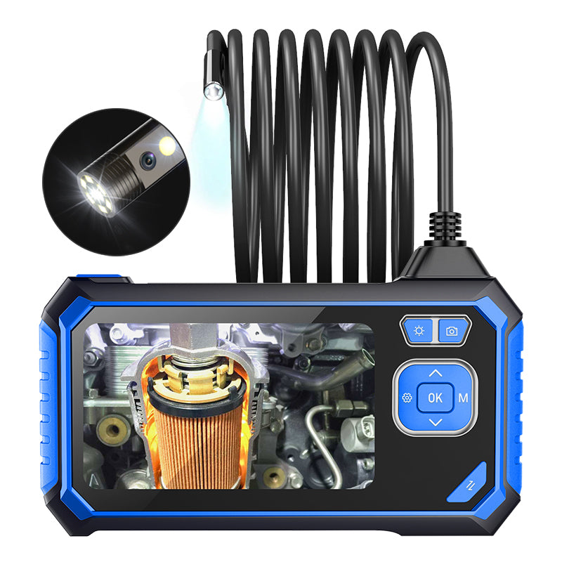 INSKAM113 8mm Industrial Endoscope 1080P Dual Lens HD Digital Borescope Camera 4.3-inch Display Screen with 1M Semi-Rigid Cable - Blue