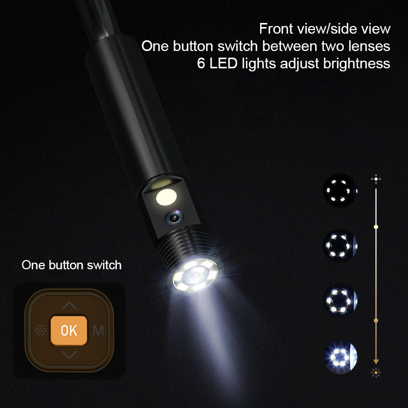 INSKAM113 8mm Industrial Endoscope 1080P Dual Lens HD Digital Borescope Camera 4.3-inch Display Screen with 1M Semi-Rigid Cable - Blue