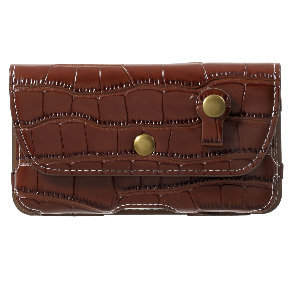 Crocodile Texture Universal Belt Clip PU Leather Pouch Waist Bag for Samsung Galaxy S7 / iPhone 7 - Coffee