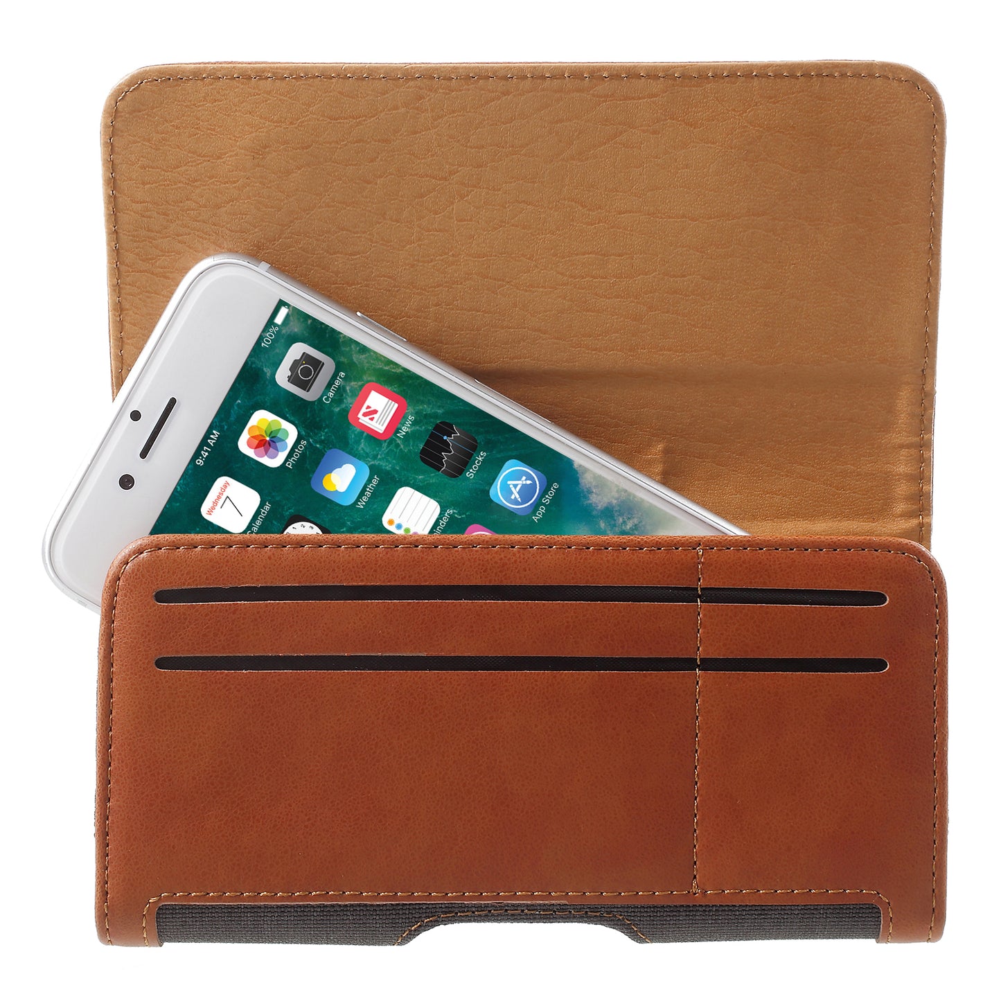 Leather Belt Clip Holster Pouch Case for iPhone 8 7 4.7 / Samsung Galaxy A3 (2017) Smartphone - Black